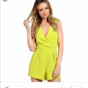 Fashion union neon yellow shorts romper